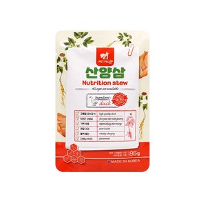 산양삼베이스 영양 스튜 강아지 고양이 간식, 1팩, 80g, 오리