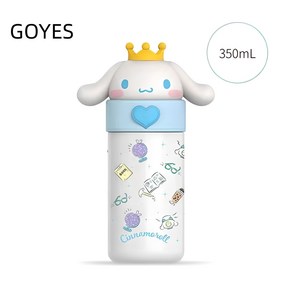 GOYES 산리오 텀블러 마이멜로디 시나모롤 쿠로미 귀여운 캐릭터 물병 350ml, 화이트