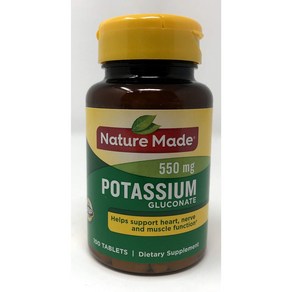 Natue Made Potassium Gluconate 550mg Pack of 2 네이처메이드 칼륨글루코네이트 550mg 2팩, 100 Count (Pack of 2), 1개, 100정