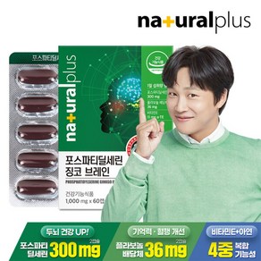 [내츄럴플러스] 포스파티딜세린 징코 브레인 60캡슐 1박스 / 기억력 인지력개선 비타민E 아연, 60정, 1개