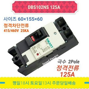 대륙 DBS102NS 125A 배선용차단기 2P125A MCCB, 1개