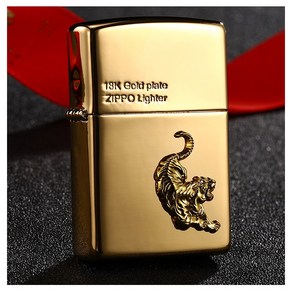 Zippo 기상하는 범 호랑이 타이거 임인년 흑호 방풍 터보 오일 황동 지포 라이터 D-2141