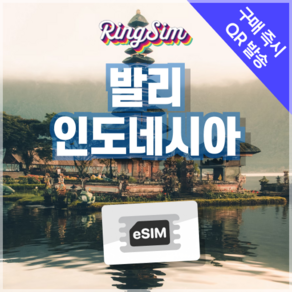 인도네시아이심 e심 발리 자카르타 esim 유심 링심, 1개, 매일 1GB, 7일