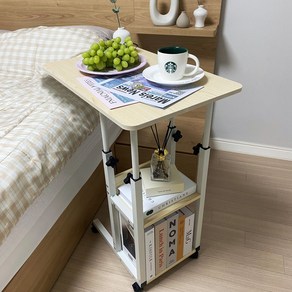 무니타 침대 사이드테이블 이동식 미니 식탁, 메이플