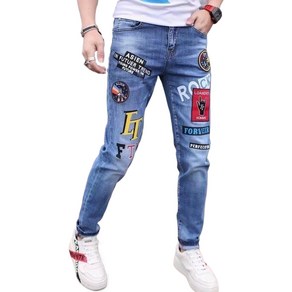 남자 빅사이즈 청바지 슬림핏 자수 데님 팬츠 Men's jeans