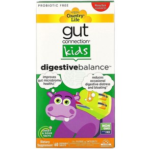 County Life Gut Connection Kids Digestive Balance 스위트 사워 츄어블 정 60정, 1개