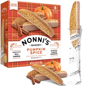 Nonni's Pumpkin Spice Biscotti - Pumpkin Cookies - Nonni's 호박향 스파이스 비스코티 - 호박 쿠키 - 호박향 스파이스 블렌드와 계피, 1개, 195g