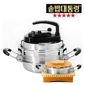 [TenTenPlus.Inc] 매진신화 최상의 밥맛 솥밥대통령 솥세트 국내제작 통3중스텐 압력뚜껑 가마솥 압력솥 스텐솥 밥솥 누룽지솥, 1세트, 3-4인용, 1.4L