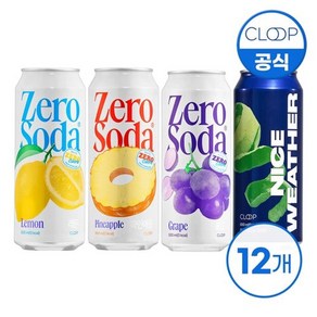 클룹 제로소다 500ml 12입 (포도/파인애플/청사과/레몬), 제로소다 레몬 500ml 12입