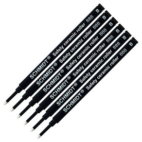 Schmidt 888 Plastic Rolleball Pen Refill 1.0mm Boad Point Black Ink Pack of 6