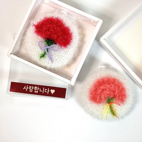 [혀니앙쥬]색상랜덤 카네이션 수세미 스승의날 어버의날 손뜨개 감사선물 행사 꽃, 1세트, 1개입