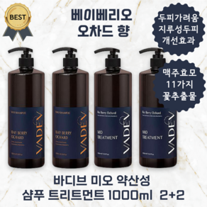 바디브 미오 약산성 샴푸 트리트먼트 1000ml 2+2 세트 (베이베리오차드향 총 4개 본사정품), 샴푸 1000ml 2개 + 트리트먼트 1000ml 2개, 1개