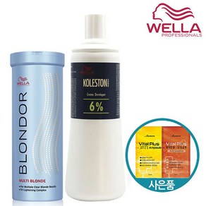 웰라 멀티 블론드 더스트 프리 라이트닝 파우더 400g 탈색약 탈색제, 1개, 400ml, 웰라 블론더 파우더 400g + 웰라 6% 산화제, 1개