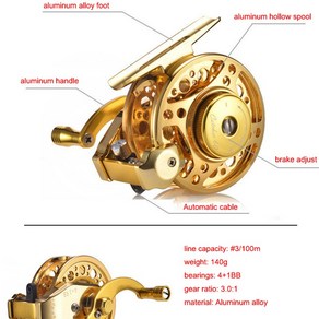 플라이 릴 낚시YUYU 풀 메탈 플라이 낚시 릴 브레이크가있는 자동 케이블 알루미늄 합금 아이스 피쉬 오른, 01 5_01 왼쪽