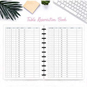 A4 테이블 예약 플래너 - 예약관리 단체손님 카페 레스토랑 예약장부 식당노트, 플라스틱 디스크, 그레이