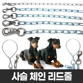 사슬 체인 개줄 (1.5-6mm 180cm 대형견 리드줄 이동줄 목줄 체인줄), 3호-2.5mm, 1개