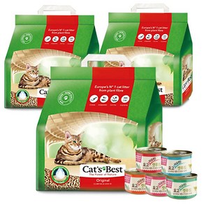 캣츠베스트 오코플러스 오리지널 친환경 고양이 배변모래 10L(4.3Kg)+저염습식캔 170g, 3개, 4.3kg