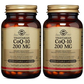 솔가 베지테리언 CoQ-10 200mg 베지터블 캡슐 무설탕 글루텐 프리, 2개, 60정