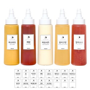 투웨이 소스통 화이트 5P (모던 스티커 16종 포함), 5개, 350ml