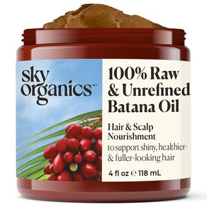 Sky Organics RAW & UNREFINED BATANA 오일 순수 온두라스산 두피 강하고 풍성한 모발 인텐시브 헤어 컨디셔닝 리페어 마스크 118.3ml(4온스)