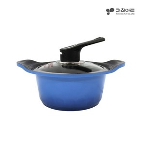 키친아트 S100G 세라믹코팅 주물 양수냄비 16cm (블루) 코팅냄비