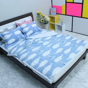 해송 침장 시어서커 여름이불, 고래핑크