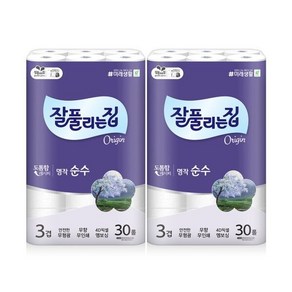 잘풀리는집 명작 순수 화장지 30M x 30롤 2팩, 60개, 30개입