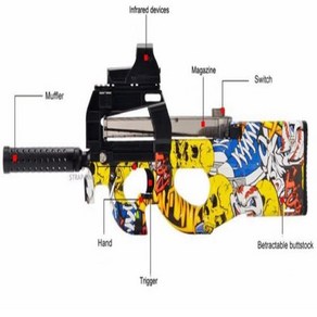 수정탄전동건 비비탄전동건 P90 장난감 총 물 젤 블래스터 총알 야외 무기 활동 CS 게