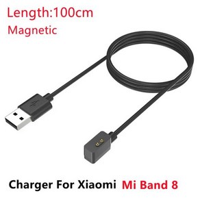 샤오미 미 밴드 8 7 6 5 4 3 용 마그네틱 충전기 스마트 팔찌 USB 충전 케이블 와이어 2, 2) Fo Miband 8-100cm, 1개