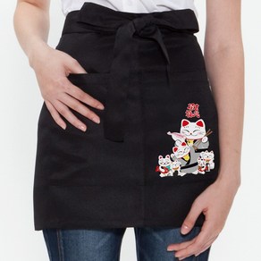 구다폼 숏 S 앞치마 허리형 블랙 / 식당 주방 홀 서빙 Apron