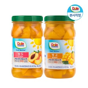 Dole 돌 후룻바틀 과일 통조림 2팩 4종 - 파인애플 망고 황도 트로피칼 복숭아, 후룻바틀 황도 666gx1개, 후룻바틀 망고 666gx1개, 1개