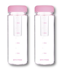 위드 국산 눈금물병 차거름망 트라이탄 티보틀 컬러캡, 2개, 500ml, 핑크