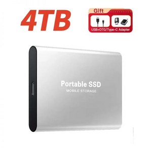 외장하드10테라 USB 미지아 외장 하드 드라이브 1TB 스토리지 미니 솔리드 스테이트 SSD USB3.1 HDD 맥/휴대폰용 휴대용 2TB 디스크, silve 4TB, 4TB