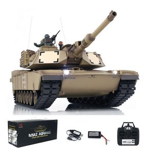 Heng 롱 리모컨 탱크 1/16 7.0 M1A2 Abrams 플라스틱 RC 탱크 3918 W 360 ° 터렛 배럴 리코일 모델 장난