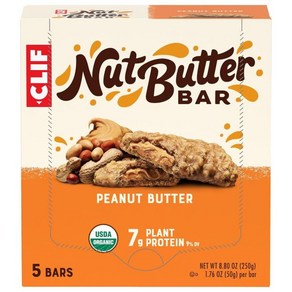 Clif Ba CLIF Nut 버터 - Peanut Filled Enegy Bas Non-GMO USDA Plant-Based 로우 Glycemic 1.76 oz. (5팩), CLIF 견과류 버터 바 - 땅콩 채워진 에너지 비 G, 250g, 5개