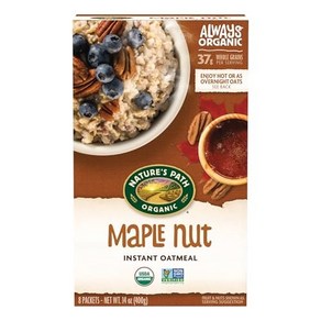 Natue's Path Oganic Instant Hot Oatmeal Maple Nut 14 O Natue's Path 유기농 인스턴트 핫 오트밀 메이플 너트 14온, 396g, 1개