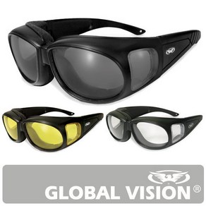 [ 아웃피터 ]+고정끈/GLOBAL VISION 글로벌비전/오토바이/자전거/안경위 안경위에 쓰는 선글라스, 클리어, 1개