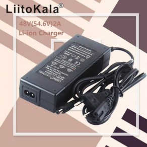 Liitokala 리튬 이온 배터리 팩 출력 DC 5.5x2.1mm 48V 폴리머 54.6V 2A 충전기 13S, 03 UK