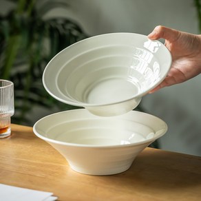 BLOWFISHFUGU 심플 삿갓 라면 그릇 스파게티그릇 샐러드 볼 냉면그릇 스파게티그릇 450ML, 2개, 화이트