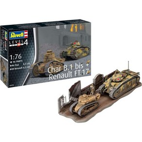 Revell GmbH 03278 3278 176 Cha B.1 bis Renault FT.17 플라스틱 모델 키트 멀티 컬러 1/76, 1개