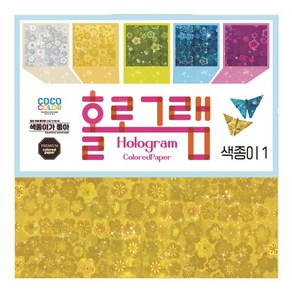 칼라팬시 홀로그램 색종이(꽃) 5매 1세트 20개, 단품