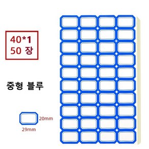 규글링 대용량 이름표 견출지 네임 스티커 50장, 중형, 1세트, 블루