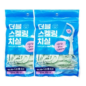 더블 스켈링 치실 두줄 치실 100개입 치간칫솔 민트향, 2개