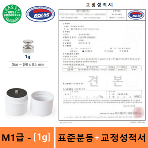 M1급 표준분동 [ 1g ] + 교정성적서 포함 / 분동 / 원형분동 / 저울추 / 전자저울 교정용 / 식품회사 HACCP등, 1개