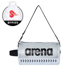 아레나 원형 숄더백 수영가방 A4AC1AB14, 화이트+수영사랑 수영폴리백