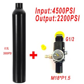 0.5L HPA 탱크 4500PSI 공기 병 레귤레이터 알루미늄 합금 실린더 슈팅 수족관 다이빙, 협력사, 5-8 출력 2200psi, 1개