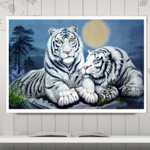 센씨샵 백호랑이 한쌍 보석십자수 비즈십자수 DIY키트, 70cm x 55 cm