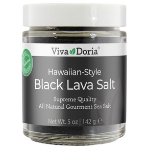 Viva Doia Hawaiian Black Lava Sea Salt Fine Gain Viva Doia 하와이 흑용암 바다 소금 고운 곡물 용암 소금 5온스 유리, 1개, 141g