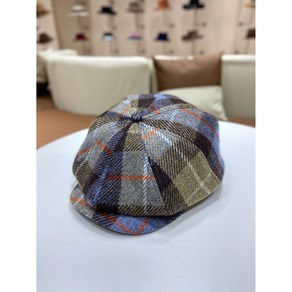 현물 폴란드 수입 Hais Tweed 알파인 트위드 골프모자 보온 산책자, 격자, XL(60cm 이상), 1개