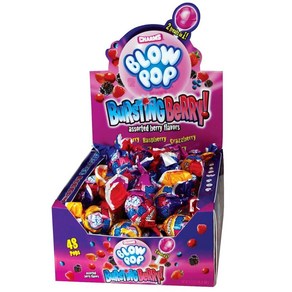 Tootsie Roll 롤리팝 막대 사탕 Chams Blow Pops 터지는 베리 맛 48개(1팩), Tootsie Roll Chams Blow Pops,, 1개, 55g